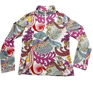 Jean-PierreKlifa Paris Paisly Floral Small‎ 1/4 Zip Long Sleeve Polo Golf